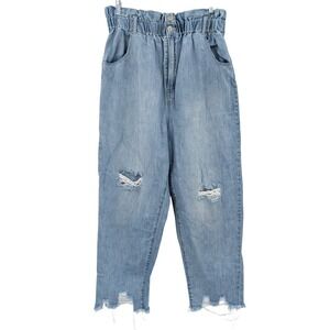 Tricot Paperbag Mom Jeans Blue Distressed Wide Leg‎ Size 3x Y2K Soft Grunge